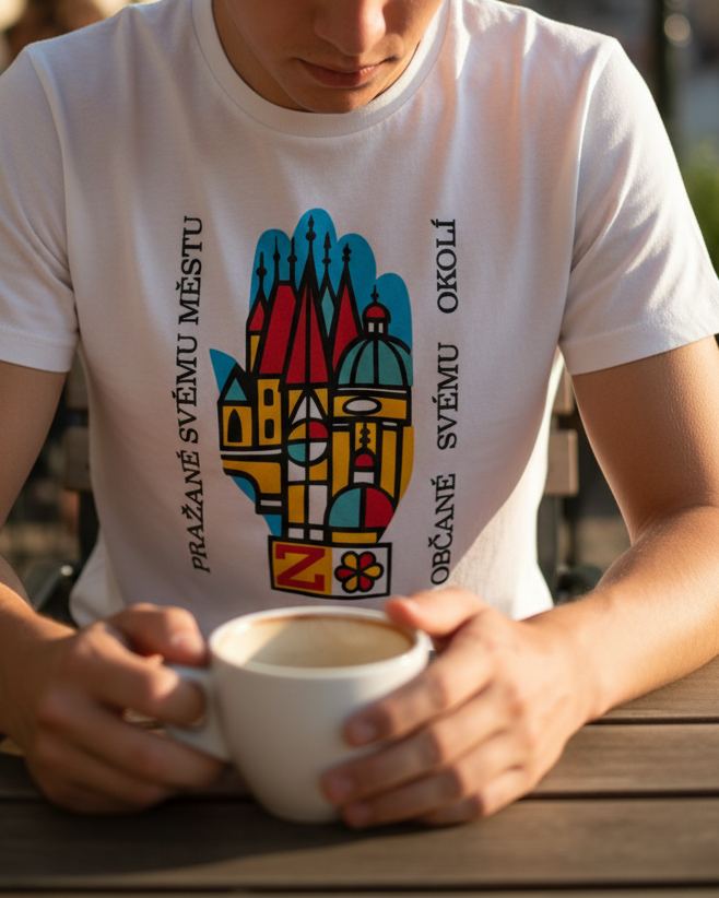Prague Cityscape Tee – Café