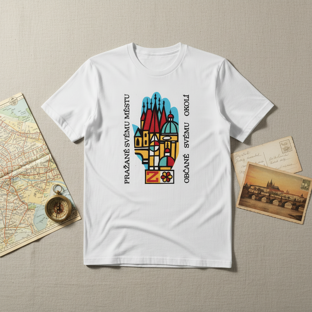 Prague Cityscape Tee – Flat Lay