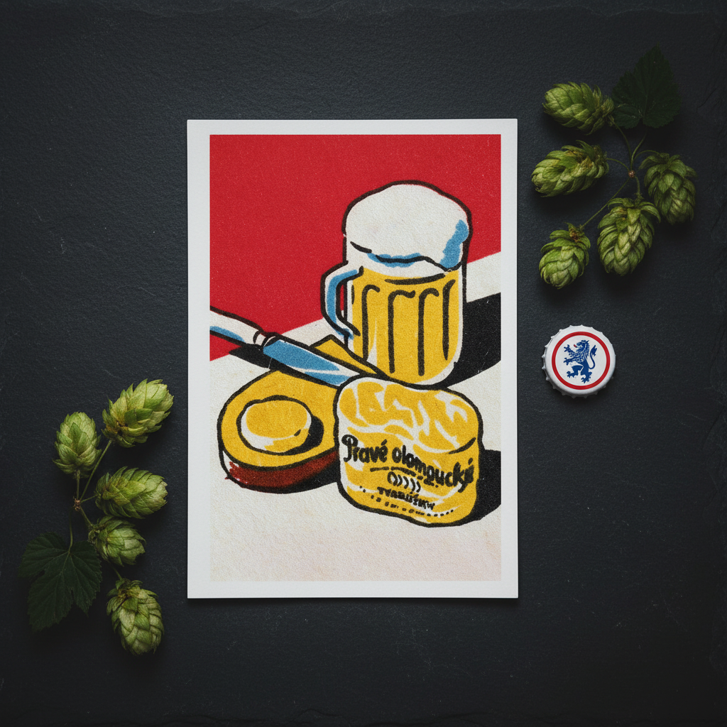 Pravé Olomoucké Tvarůžky – Flat Lay No Text Cap